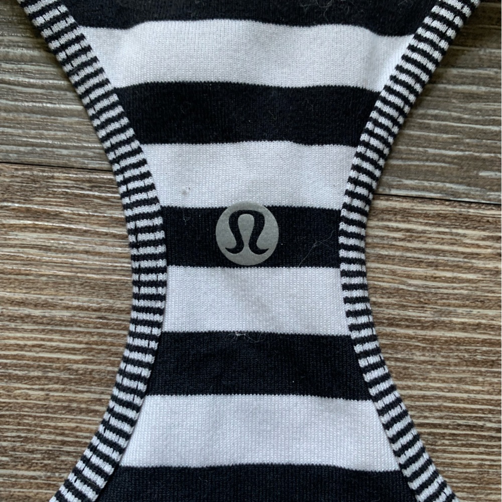 Lululemon Black & White Striped CRB Cool Racerback Tank Top 4 - Picture 4 of 5